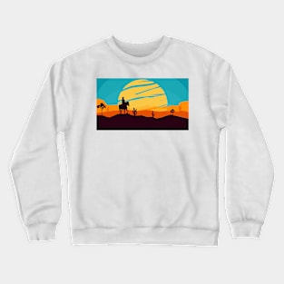 Lone rider - cowboy on horse at sunset Crewneck Sweatshirt